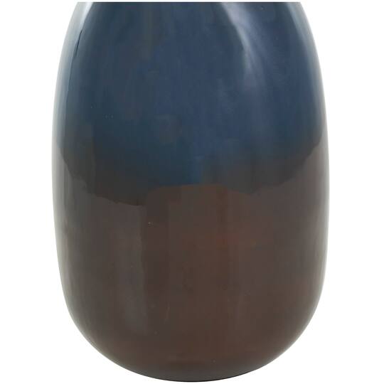 Blue Metal Ombre Decorative Jars with Brown Accents & Silver Ring Handles Set